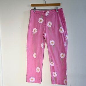 Lilly Pulitzer Daisy Cropped Pink Pants Festival Hippie Y2K Vintage Retro Size 8